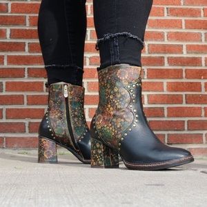 L'ARTISTE BY SPRING STEP OLEVEA BOOT - Cowgirl Bootie Floral sz 38 BOHO